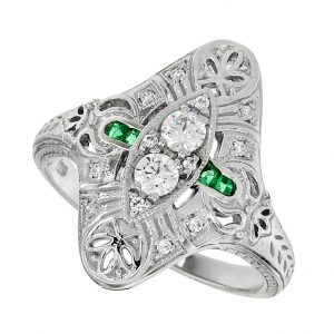 Diamond Emerald Engagement Ring (R1962)