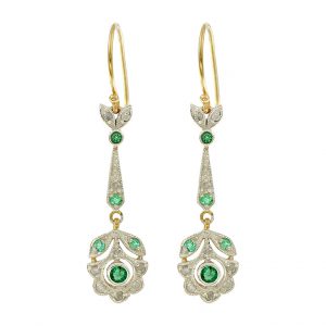 Emerald Diamond Dangle Earrings (E0609)