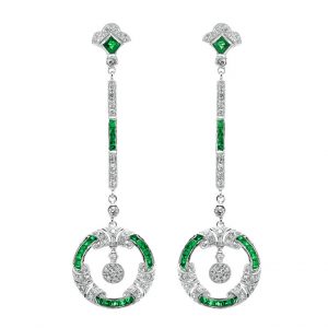 Emerald Diamond Drop Earrings (E1129)