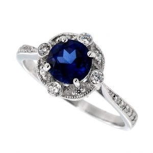 Blue Sapphire Diamond Ring (R2656)