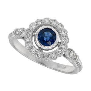 Blue Sapphire Diamond Ring (R2697)