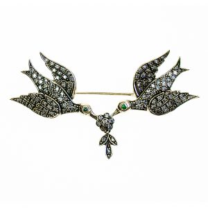 Emerald Diamond Brooch (C0050)