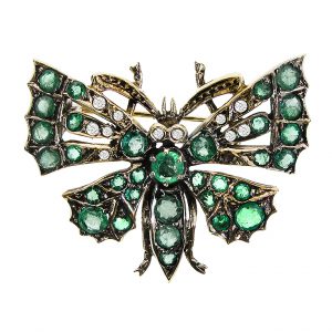 Emerald Diamond Butterfly Animal Brooch (C0055)