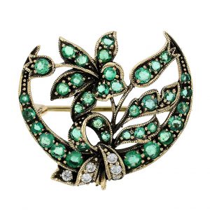 Emerald Diamond Brooch (C0060)