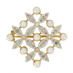 Pearl Diamond Brooch (C0090)