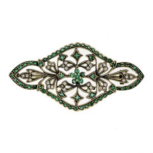 Emerald Diamond Brooch (C0095)