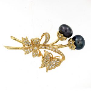 Pearl Diamond Brooch (C0099)
