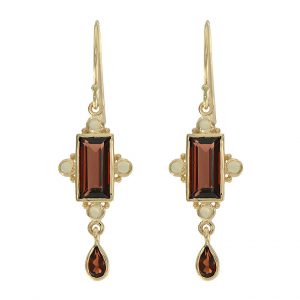 Garnet Opal Dangle Earrings (E0232)