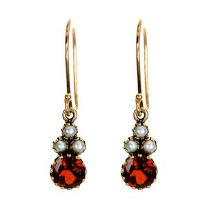 Garnet Pearl Drop Earrings (E0236)