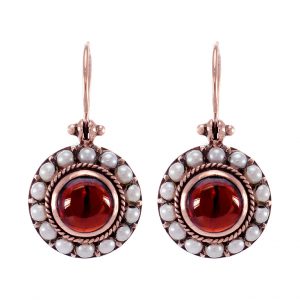 Garnet Pearl Drop Earrings (E0262)