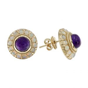 Amethyst Opal Stud Earrings (E0262-PB)