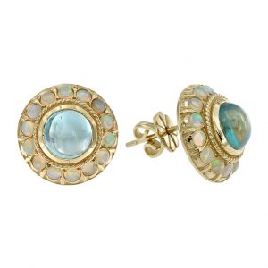 Blue Topaz Opal Stud Earrings (E0262-PB)
