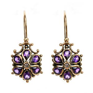 Diamond Amethyst Drop Earrings (E0270)