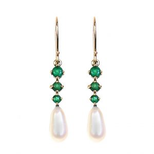 Emerald Pearl Drop Earrings (E0275)