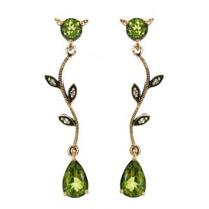Peridot Diamond Drop Earrings (E0295)