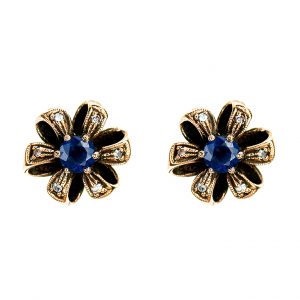Sapphire Diamond Stud Earrings (E0346)