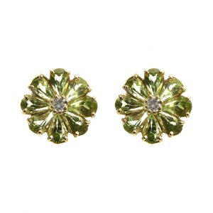 Diamond Peridot  Stud Earrings (E0348)