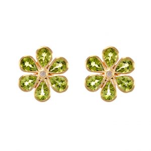 Diamond Peridot Stud Earrings (E0506)