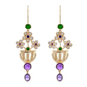 Amethyst Tsavorite Diamond Earring (E0683)