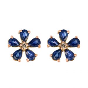 Diamond Sapphire Stud Earrings (E0697)