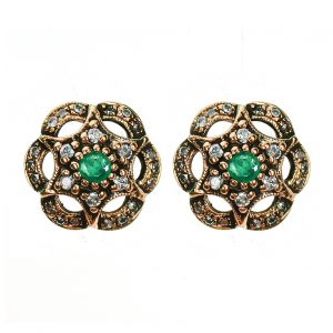 Emerald Diamond Stud Earrings (E1089)