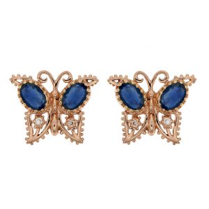 Sapphire Diamond Butterfly Animal Stud Earrings (E1805)