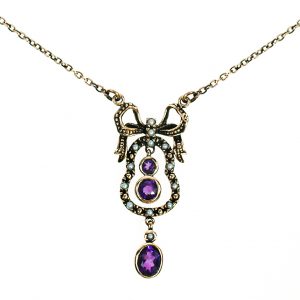 Amethyst Pearl Necklace (N0425)