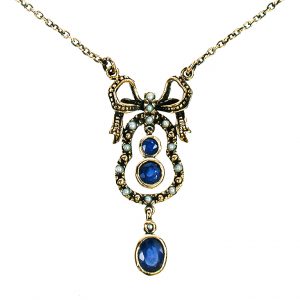 Sapphire Pearl Necklace (N0425)