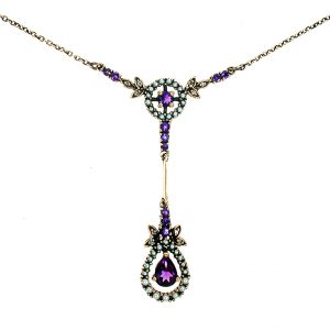 Amethyst Pearl Diamond Necklace (N0426)