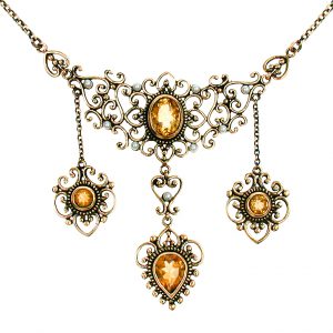 Citrine Pearl Necklace (N0431)