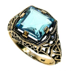 Blue Topaz Pearl Solitaire Ring (R0210)