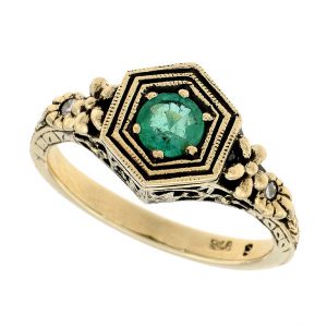 Emerald Diamond Solitaire Ring (R0211)