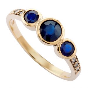 Sapphire Diamond Three Stone Ring (R0254)