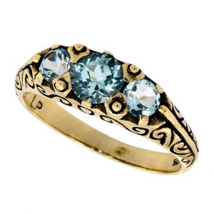 Blue Topaz Three Stone Ring (R0372)