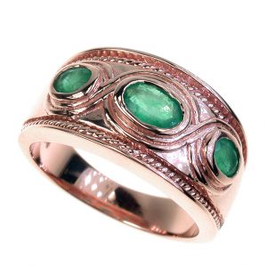Emerald Three Stone Ring (R0412)