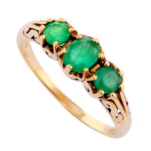 Emerald Three Stone Ring (R0438)