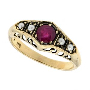 Ruby Pearl Solitaire Ring (R0870)