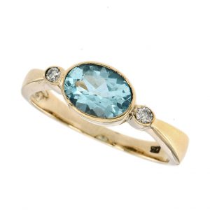 Blue Topaz Diamond Engagement Ring (R1072)
