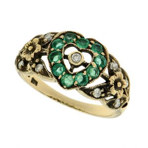 Diamond Emerald Halo Ring (R1081)