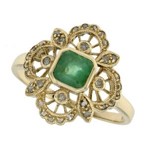 Emerald Diamond Halo Ring (R1120)