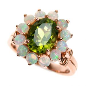 Peridot Opal Halo Ring (R1130)
