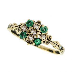 Emerald Diamond Cluster Ring (R1143)