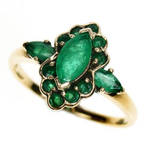Emerald Cocktail Halo Ring (R1145)