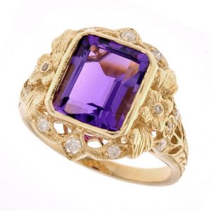 Amethyst Diamond Halo Ring (R1150)