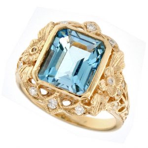 Blue Topaz Diamond Engagement Ring (R1150)