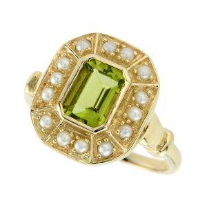 Peridot Pearl Halo Ring (R1166)