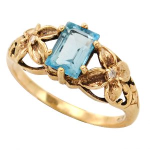 Blue Topaz Diamond Solitaire Ring (R1196)
