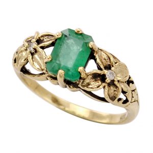 Emerald Diamond Solitaire Ring (R1196)