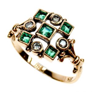 Emerald Diamond Cluster Ring (R1210)