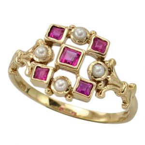 Ruby Pearl Cluster Ring (R1210)